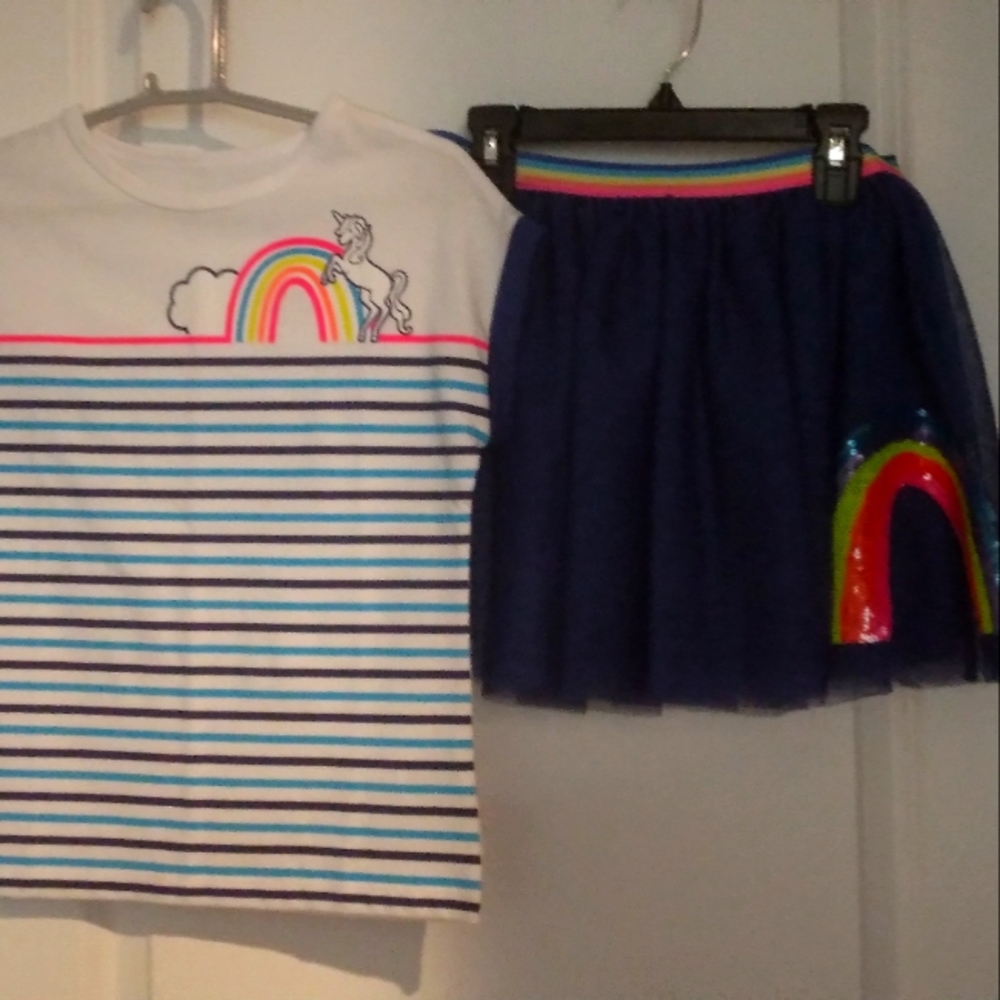 Garanimals, size 8 ,white with strips, sheer skirt